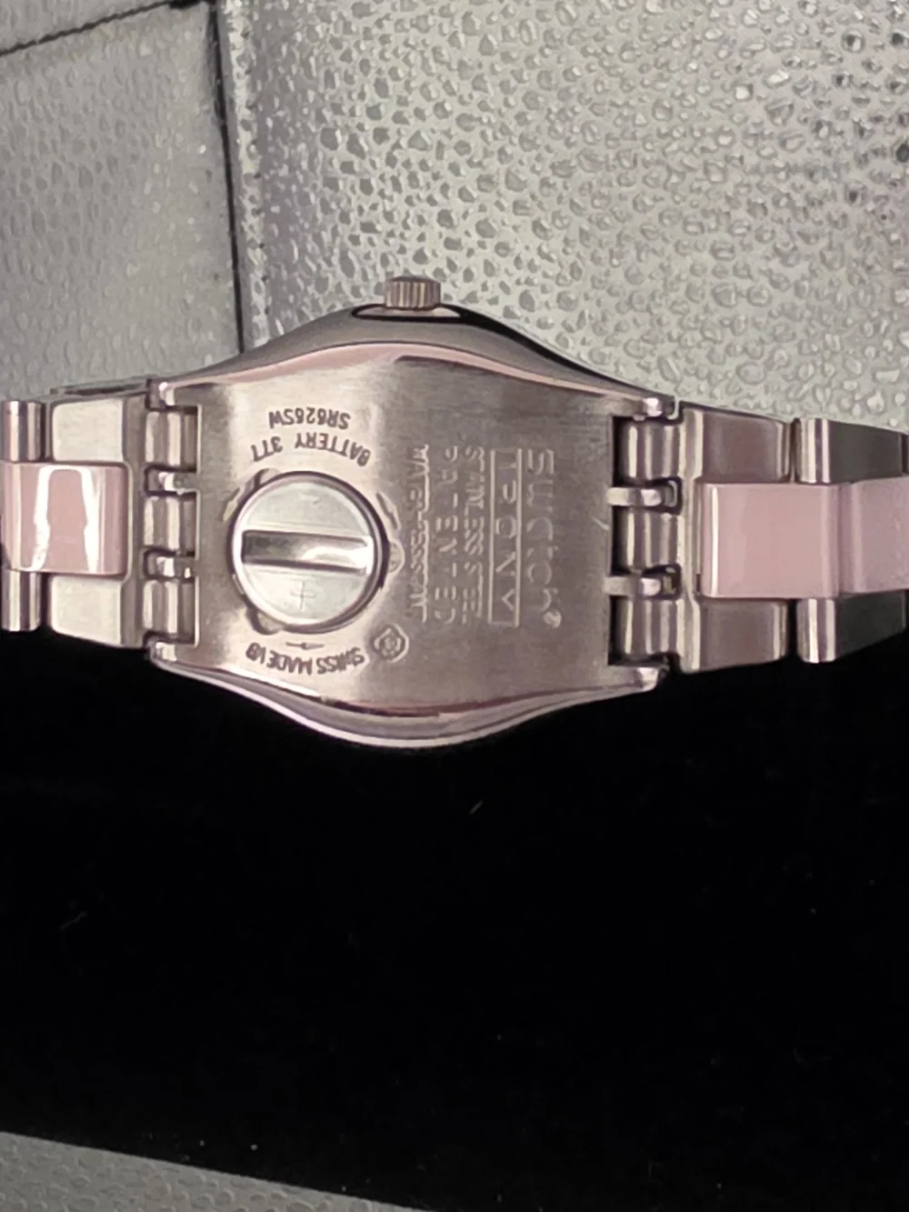 Swatch Silver & Pink Stainless Steel Women's Watch